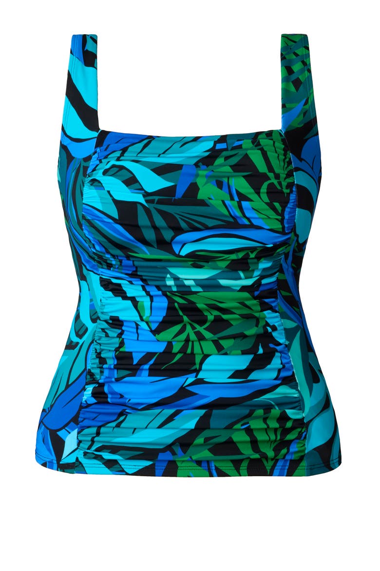 Squareneck Tankini Swimsuit Top, Alternate, color, Leaf Sensation