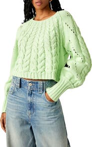 Free People Sandre Cable Stitch Pullover Sweater