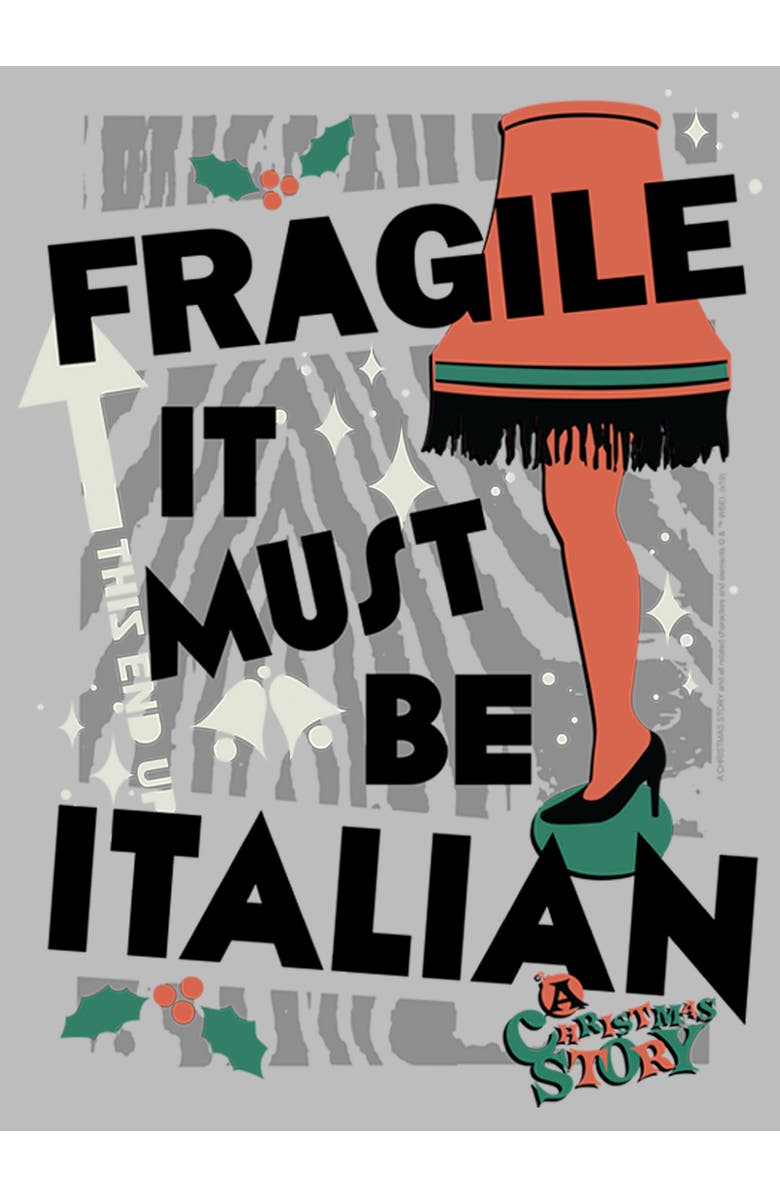 A Christmas Story Men's A Christmas Story Fragile It Must Be Italian Graphic T-Shirt, Alternate, color, Athletic Heather