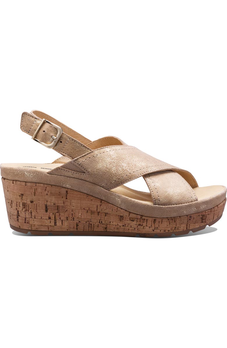 Samuel Hubbard Portola Slingback Wedge Sandal, Alternate, color, Gold Metallic Suede