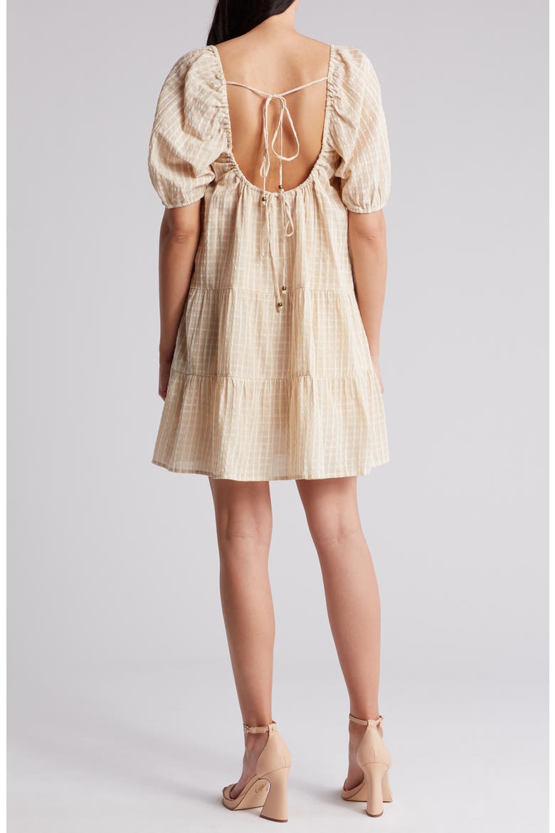 Tiered Puff Sleeve Cotton Dress, Alternate, color, NATURAL