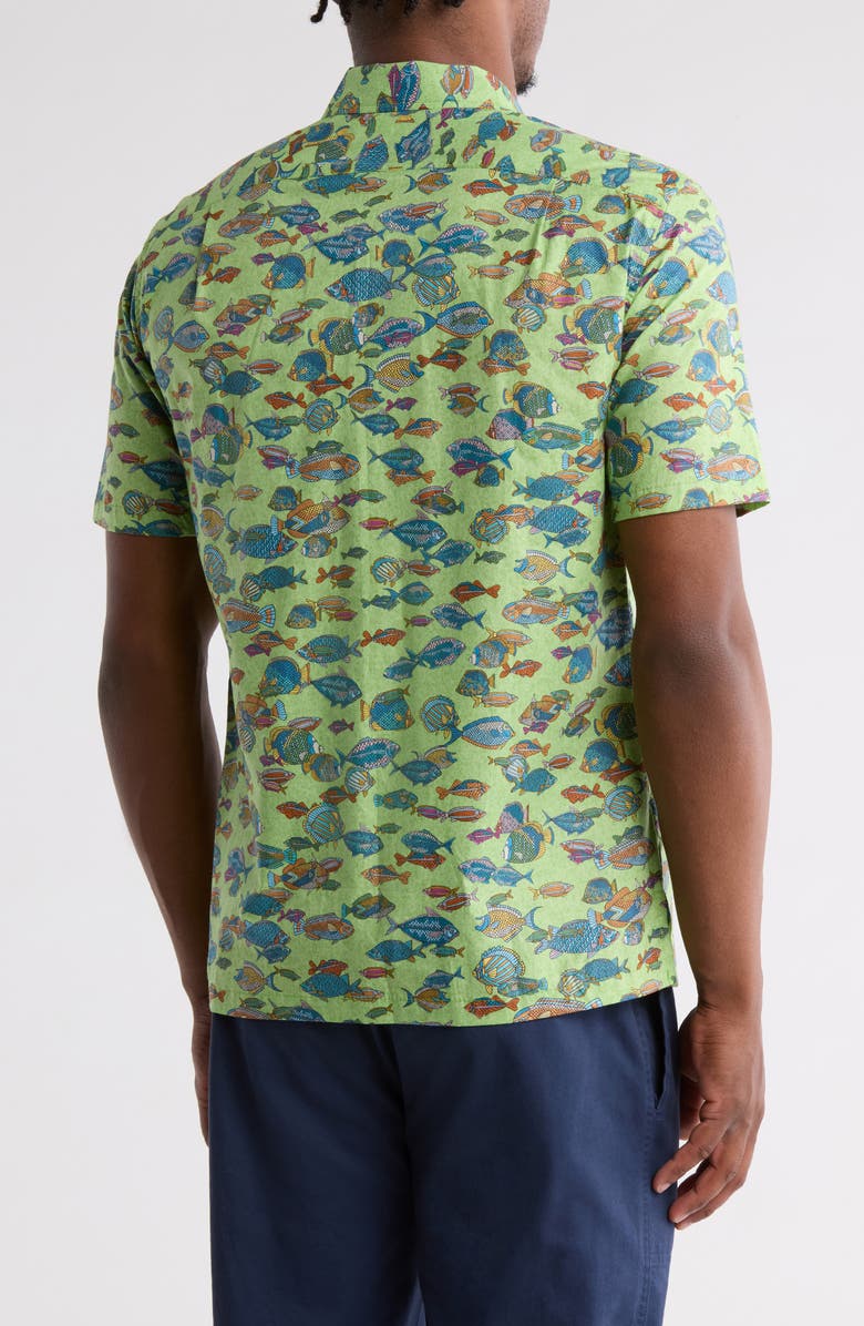 Tori Richard Schools Out Short Sleeve Cotton Button-Up Shirt, Alternate, color, Wasabi