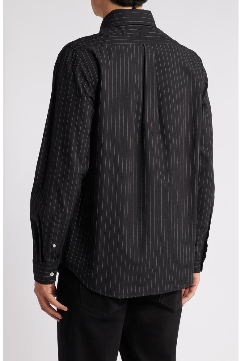 Stripe Button-Down Shirt, Alternate, color, BLACK