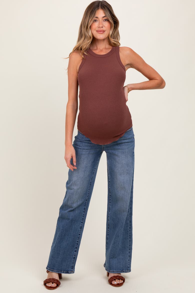 Classic Wash Wide Leg Maternity Jeans, Alternate, color, Blue