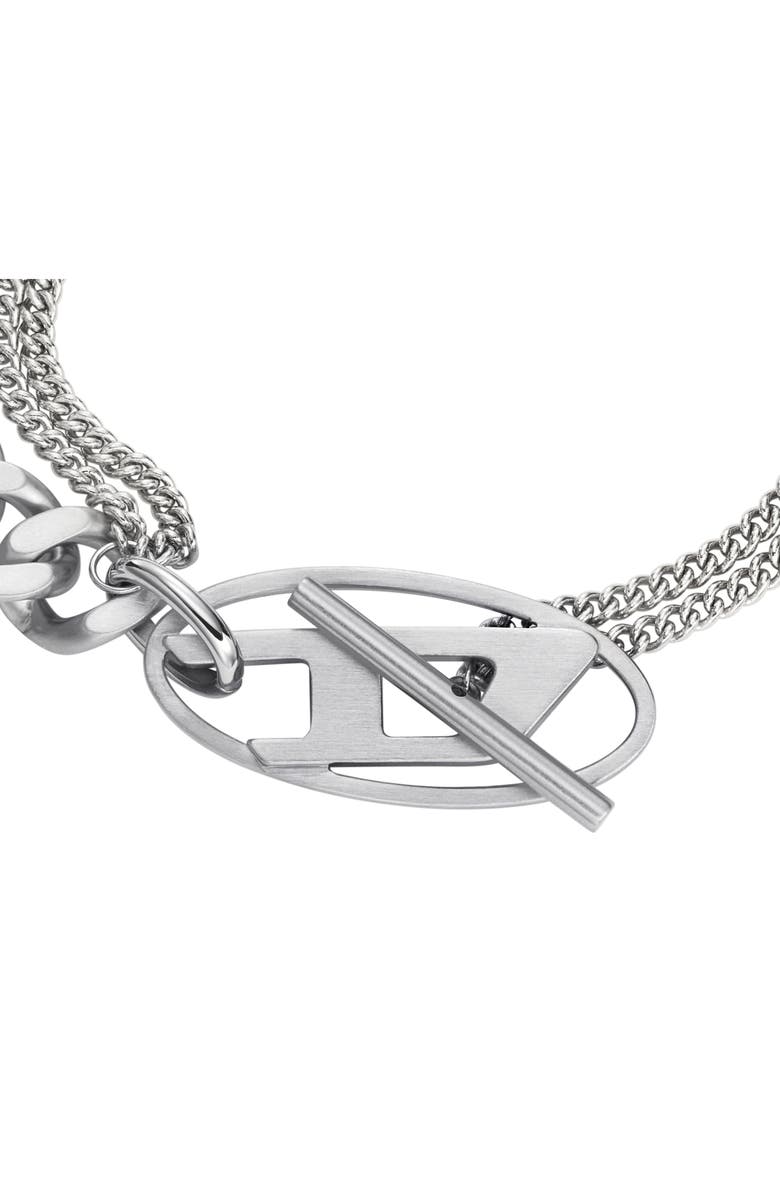 DIESEL<sup>®</sup> Oval D Toggle Chain Bracelet, Alternate, color, Silver