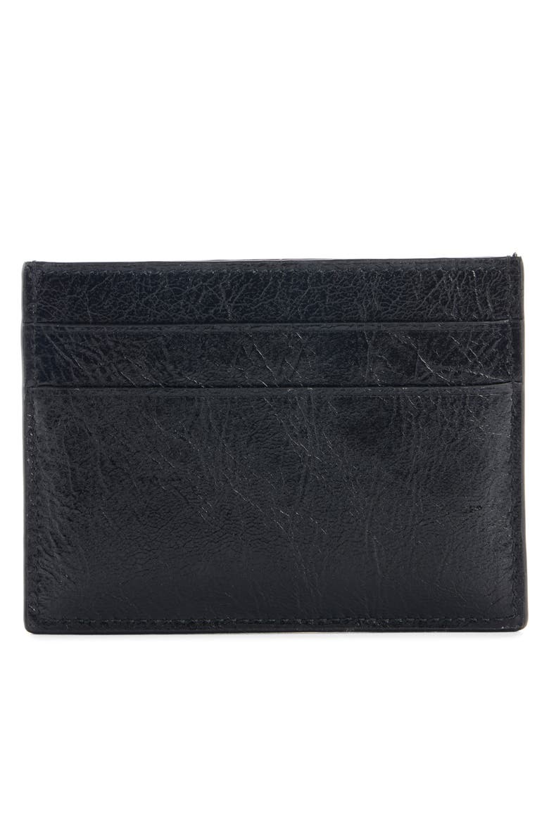 Cash Logo Leather Card Case, Alternate, color, BLACK/ L SKY BLUE