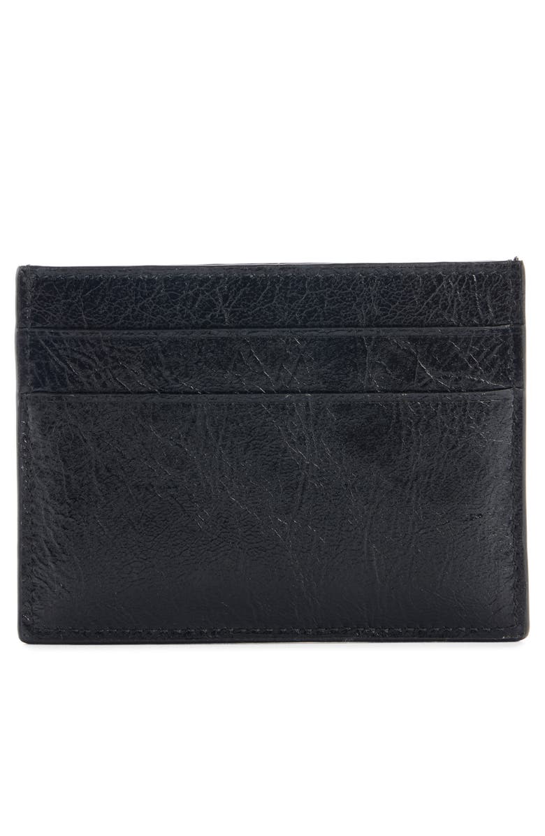 Balenciaga Cash Logo Leather Card Case, Alternate, color, 
