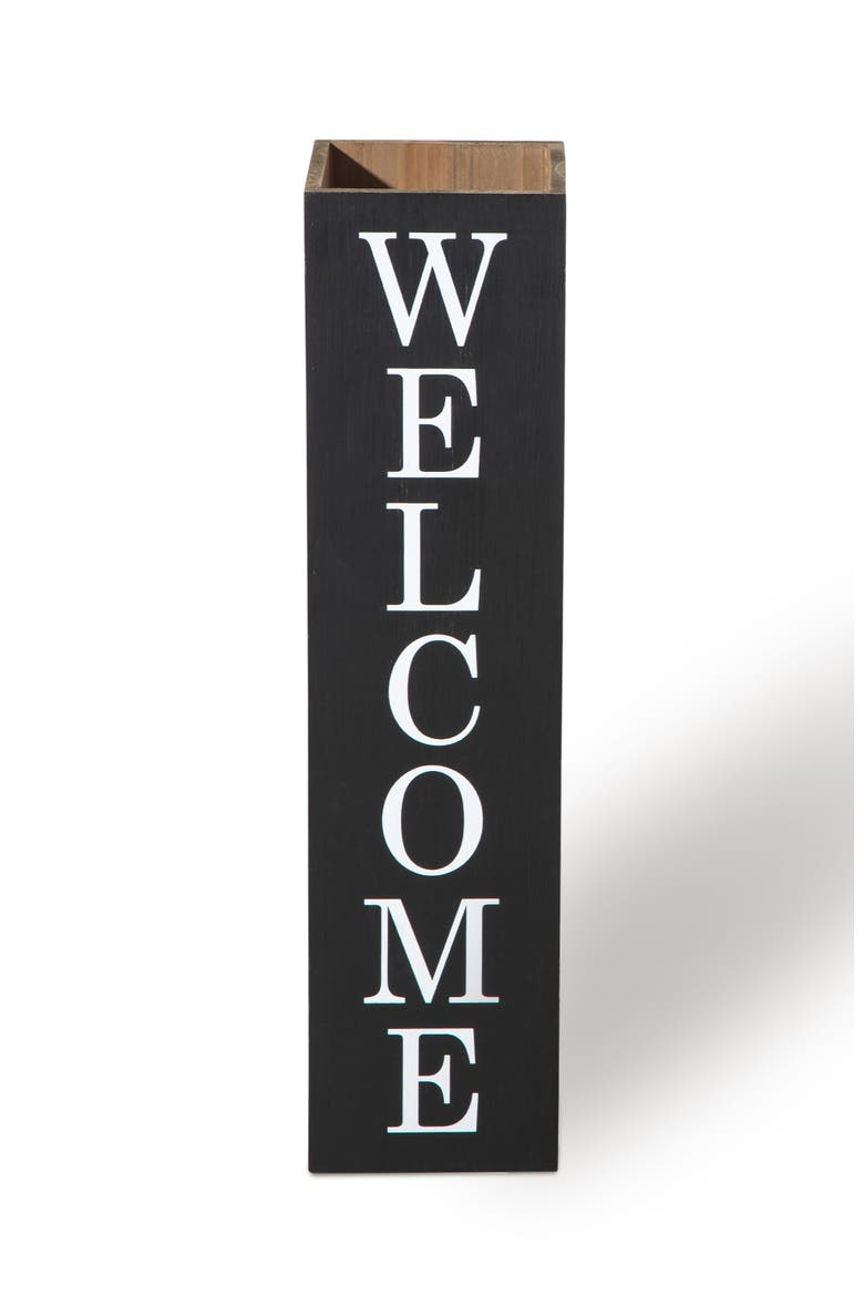 Double Sided Solid Wood Boxed "WELCOME HOME" Porch Sign, Alternate, color, Black
