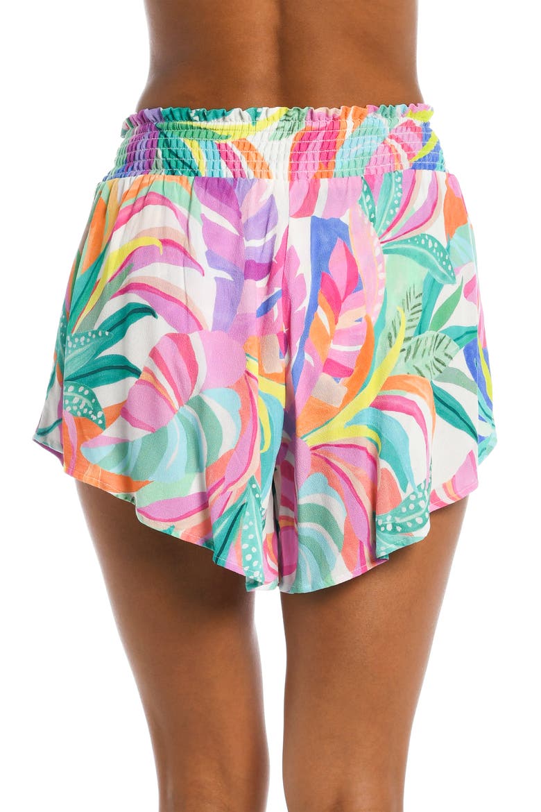 Vacation Smocked Cover-Up Shorts, Alternate, color, WHITE MULTI