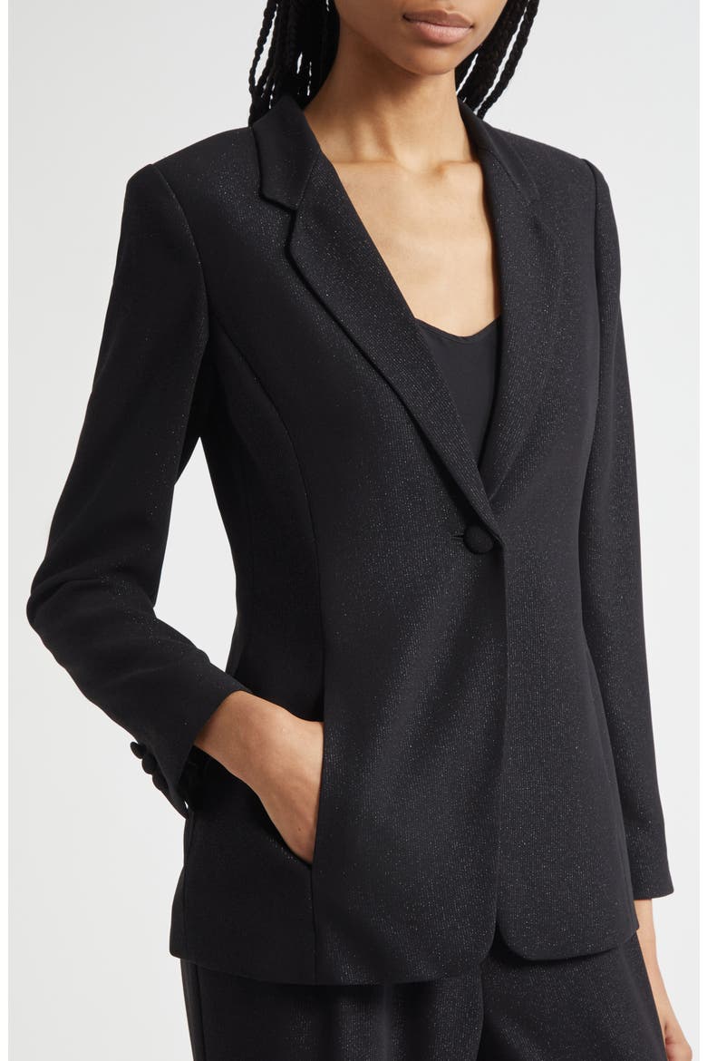 One-Button Blazer, Alternate, color, SOLID BLACK