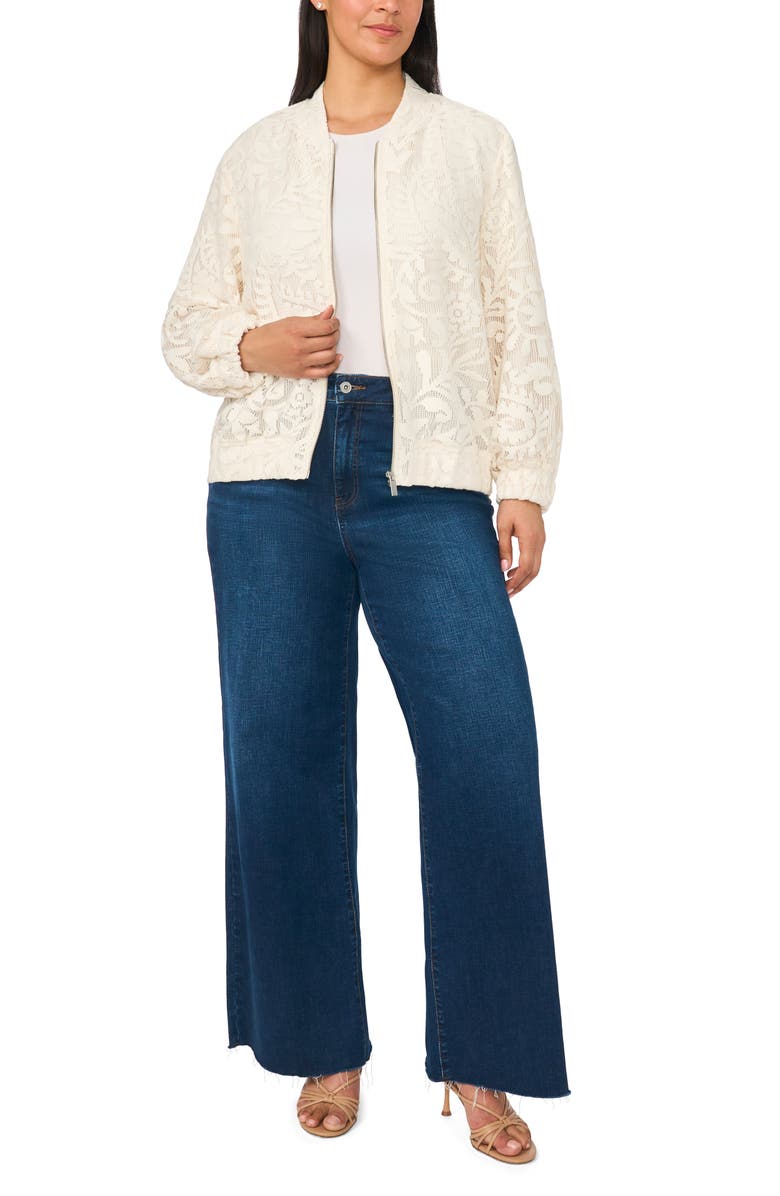 Halogen<sup>®</sup> Lace Bomber Jacket, Alternate, color, New Ivory