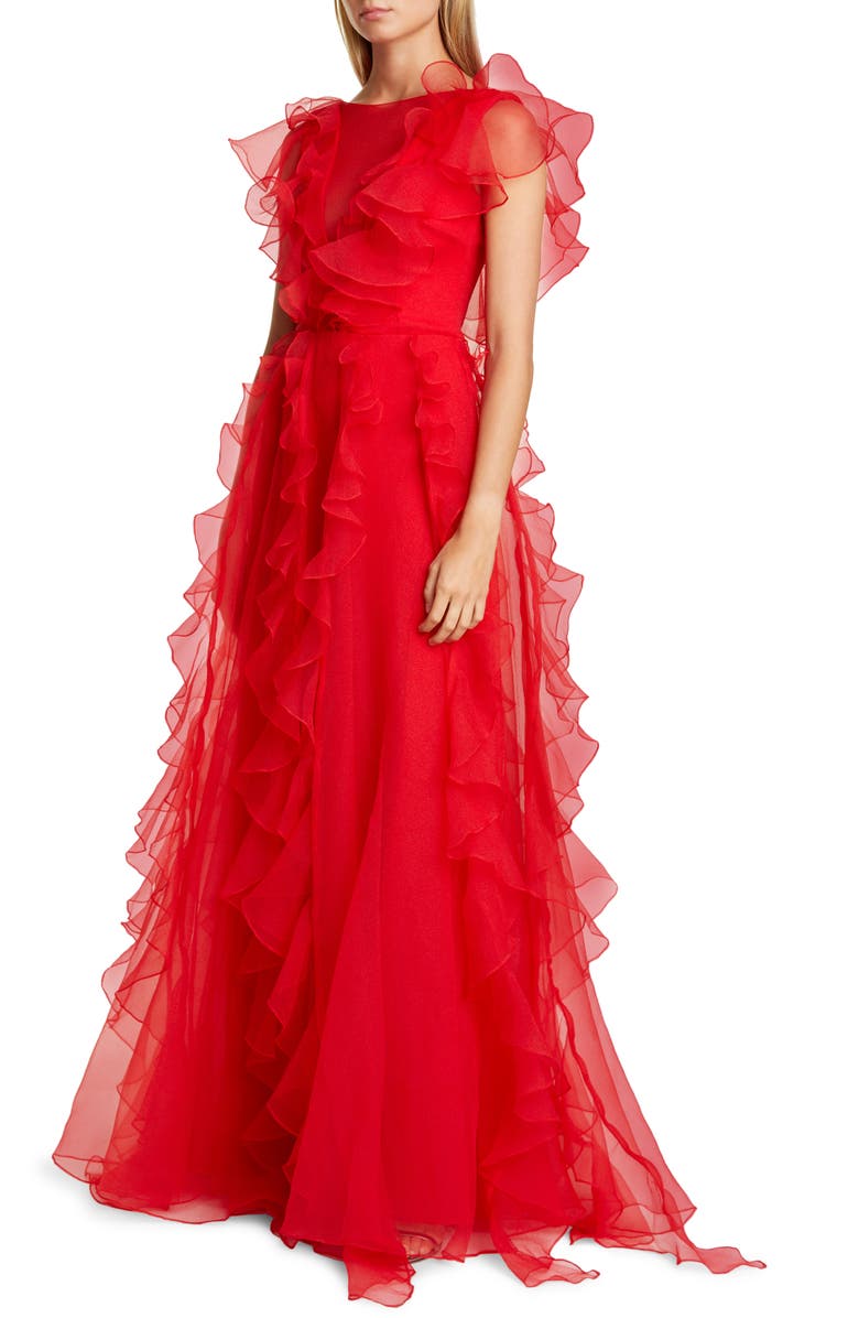 flor et. al Colima Ruffle Organza Ballgown, Main, color, 