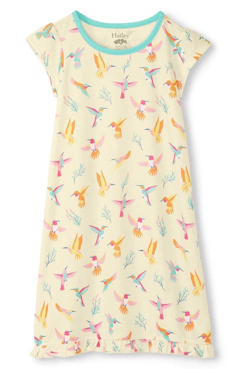 Kids' Springtime Hummingbirds Ruffle Hem Nightgown (Little Kid & Big Kid)