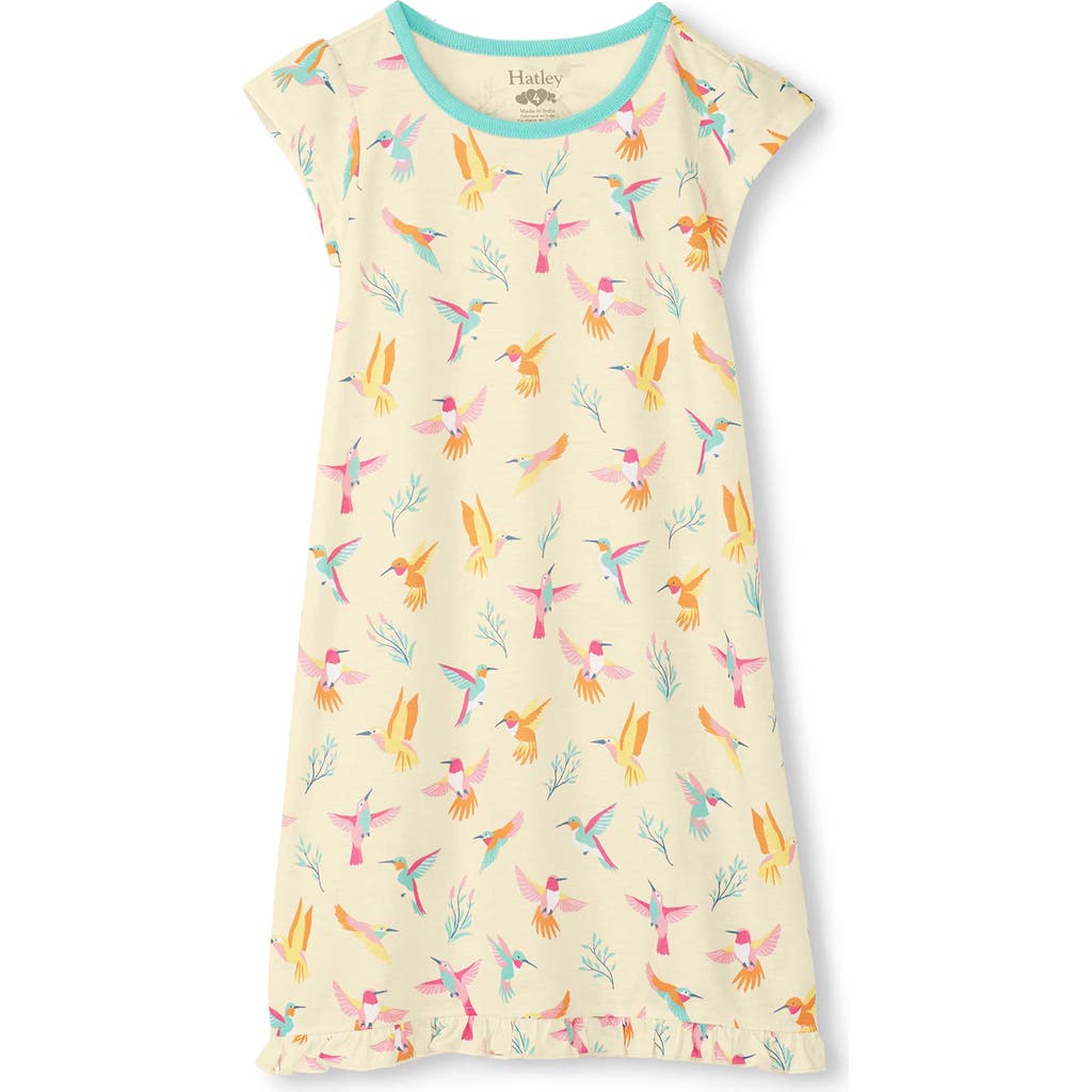 Hatley Kids' Springtime Hummingbirds Ruffle Hem Nightgown In Neutral