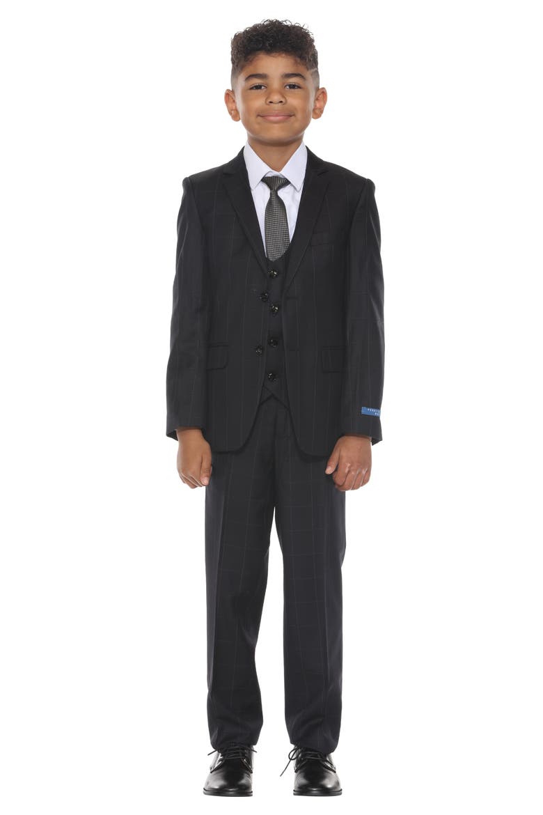 Kids' Windowpane Five-Piece Suit, Alternate, color, BLACK