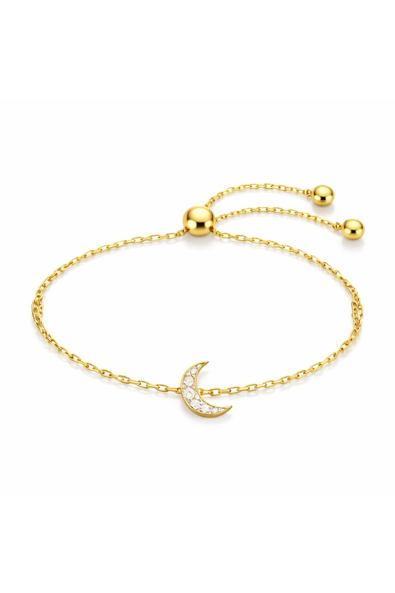 Gold-Tone Crystal Moon Adjustable Bracelet, Main, color, Gold