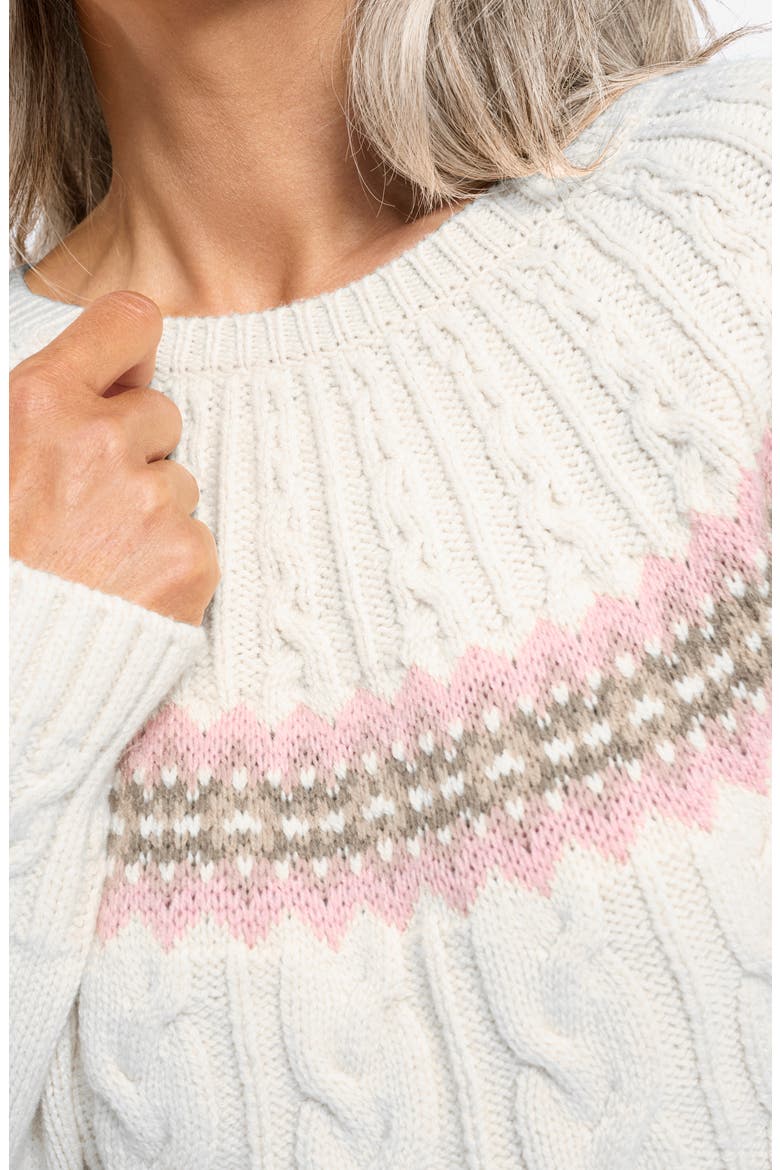 Olga Cotton Blend Cable Knit Sweater, Alternate, color, WINTER WHTE MULTI