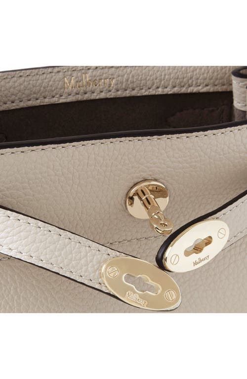 Mulberry 'islington Mini' White Bucket Bag With Turn-lock Closure And Logo In Chalk
