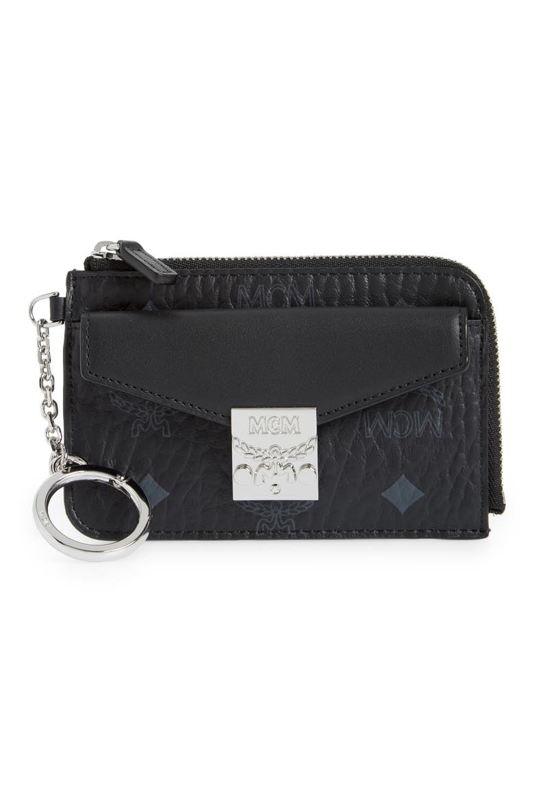 Patricia Visetos Coated Canvas Card Case, Main, color, BLACK