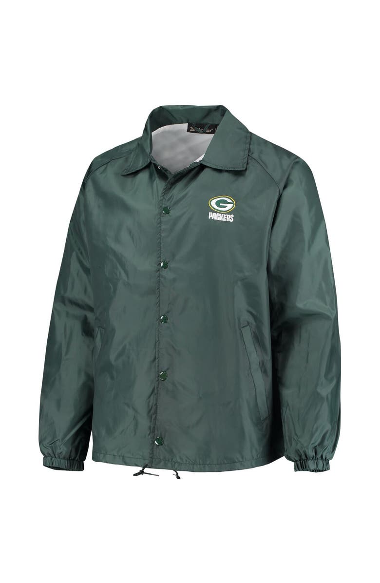 DUNBROOKE Men's Green Green Bay Packers Coaches Classic Raglan Full-Snap Windbreaker Jacket, Alternate, color, Green