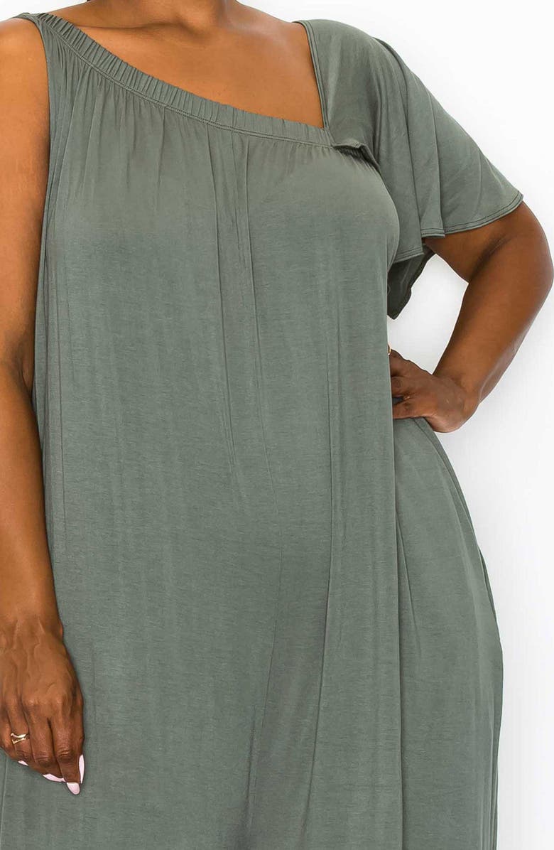 L I V D Willow Asymmetric Crop Wide Leg Jumpsuit, Alternate, color, Light Olive