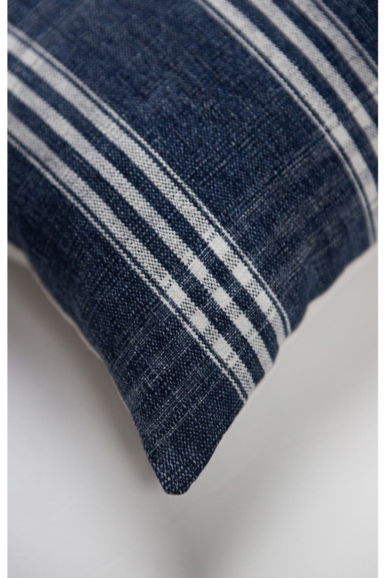 Vintage Indigo Denim Striped Pillow, Alternate, color, Blue