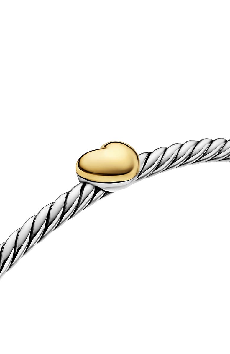 David Yurman 2.6mm Micro Cable Flex<sup>®</sup> Heart Bracelet, Alternate, color, Silver