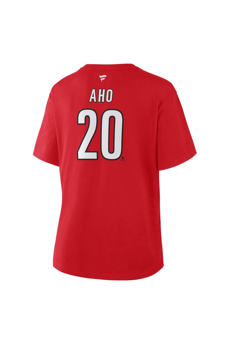 Women's Fanatics Sebastian Aho Red Carolina Hurricanes Authentic Stack Name & Number T-Shirt, Alternate, color, Red