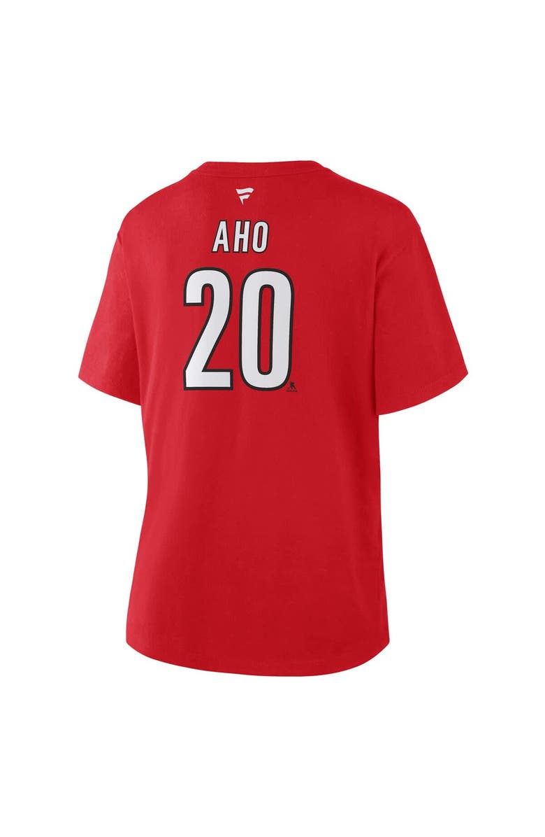 FANATICS Women's Fanatics Sebastian Aho Red Carolina Hurricanes Authentic Stack Name & Number T-Shirt, Alternate, color, Red