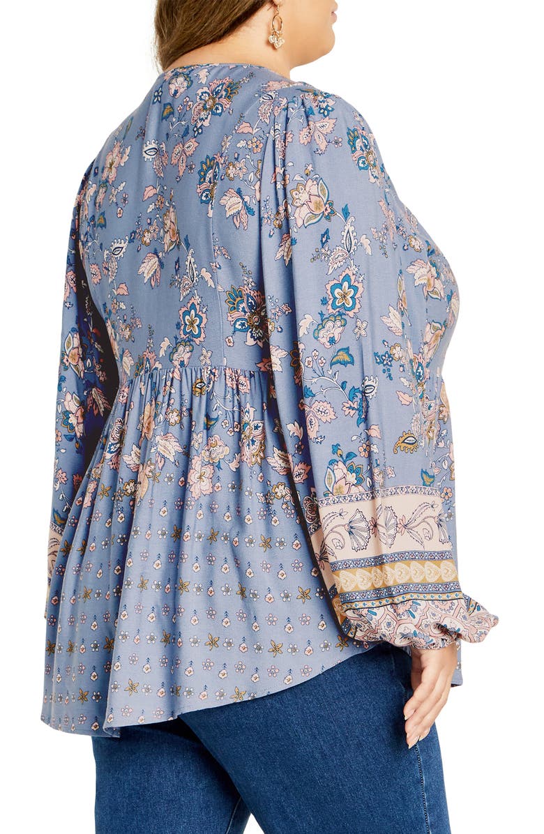 City Chic Angel Falls Mixed Floral Print Peplum Top, Alternate, color, 