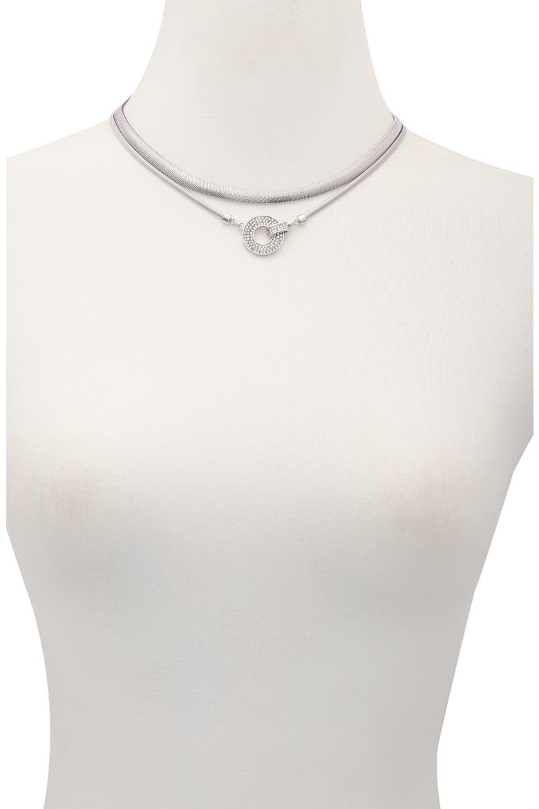Pavé Crystal Pendant Layered Necklace, Alternate, color, SILVERTONE
