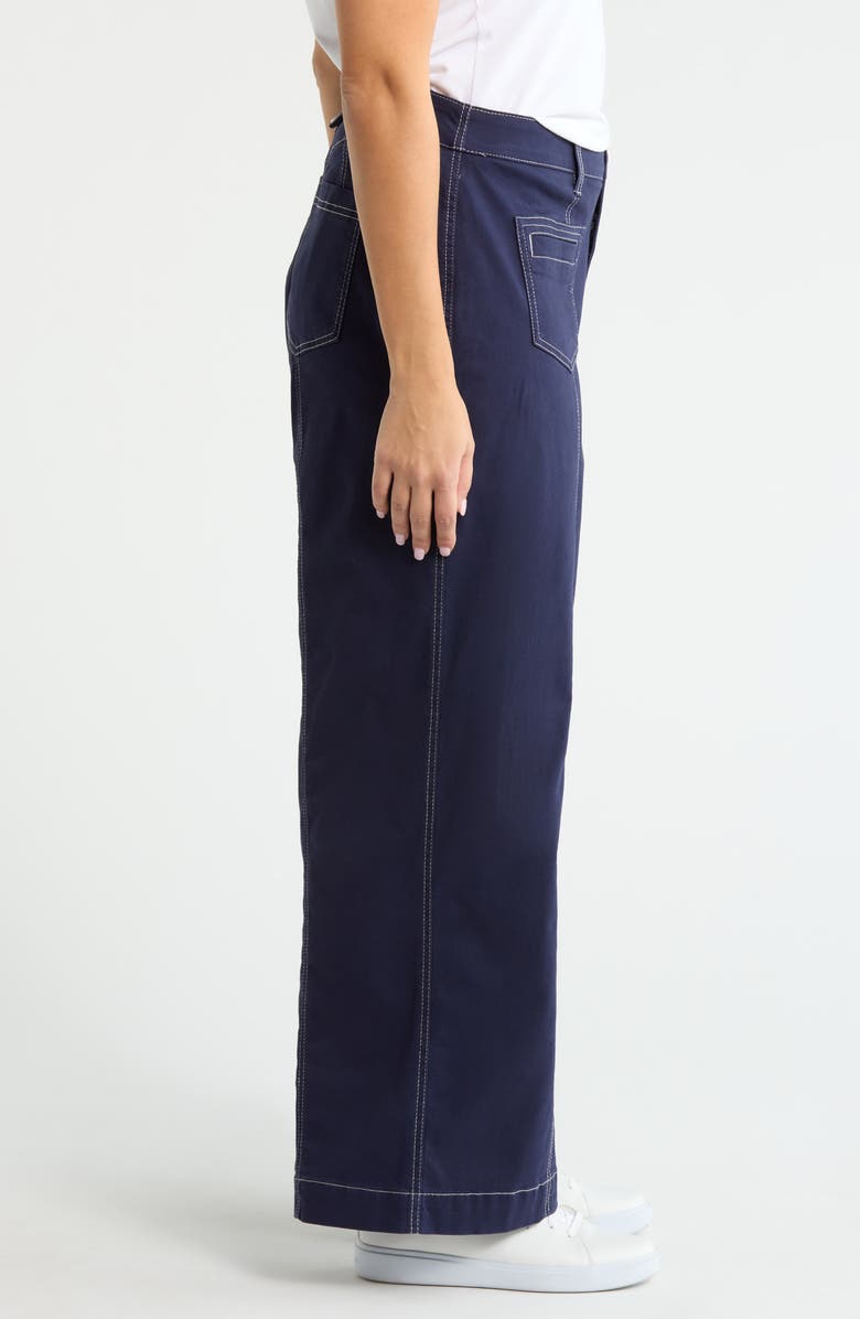 Wit & Wisdom 'Ab'Solution Skyrise Exposed Button Wide Leg Twill Pants, Alternate, color, Evening Blue