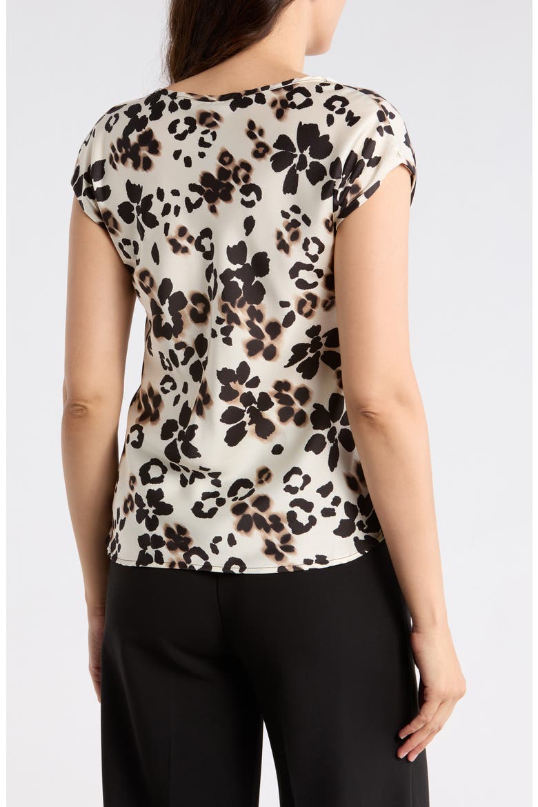 Floral Cowl Neck Cap Sleeve Satin Top, Alternate, color, BEIGE