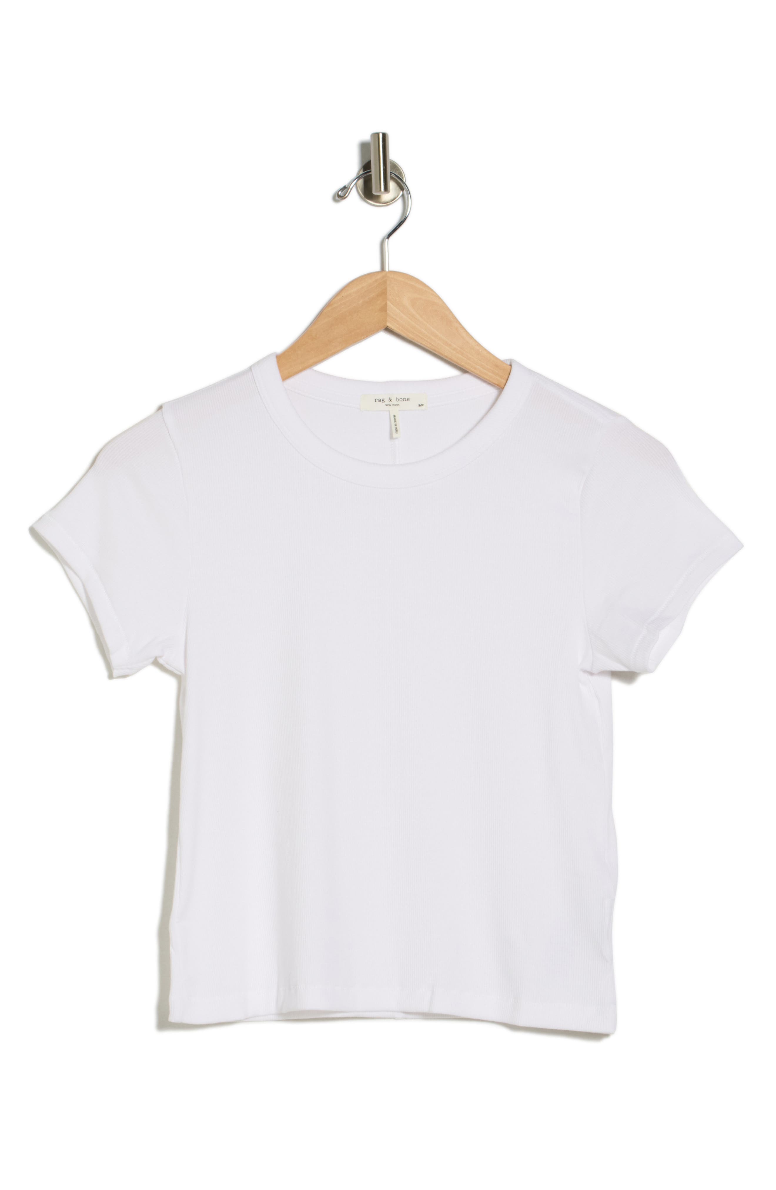 Essie Crewneck Ribbed Crop T-Shirt