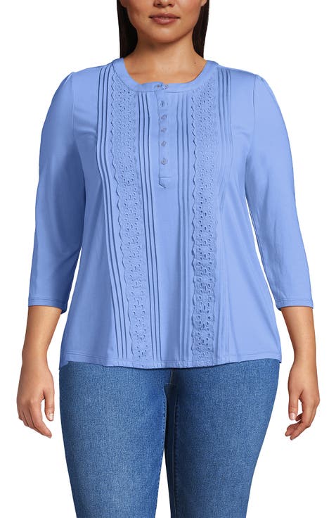3/4 Sleeve Lightweight Jersey Embellished Top