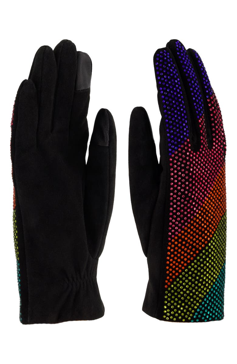 Kurt Geiger London Crystal Wave Gloves, Alternate, color, Black