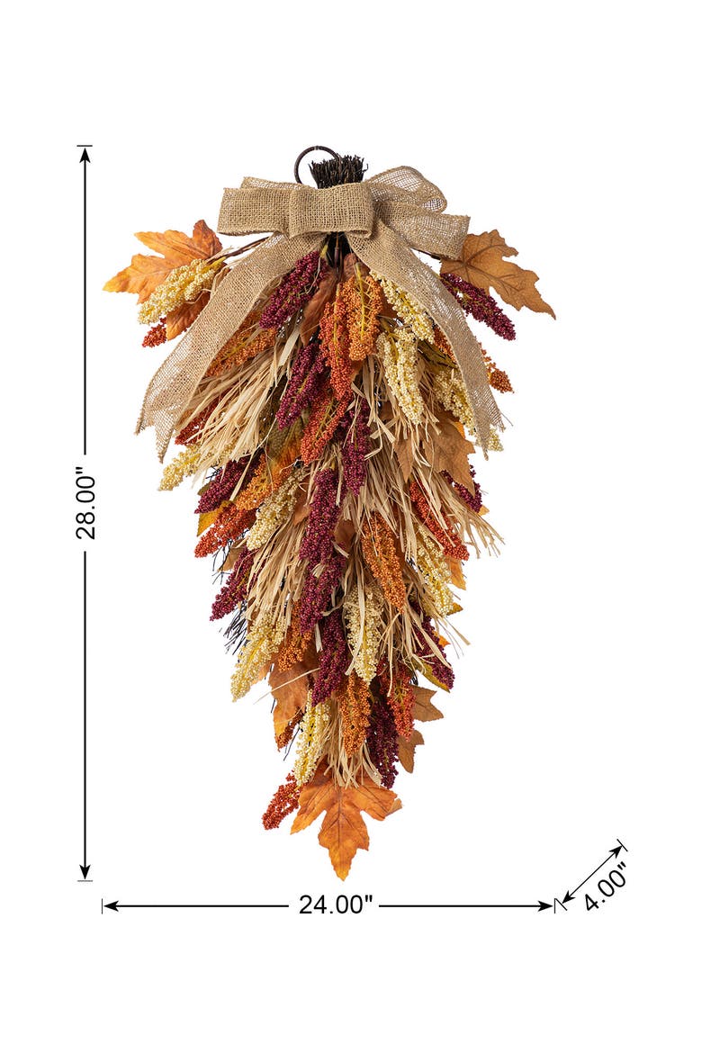 Fall Multi-Colored Sorghum Teardrop, Alternate, color, Orange