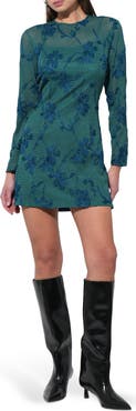 Adelyn Rae Cheryl Floral Crochet Lace Long Sleeve Minidress