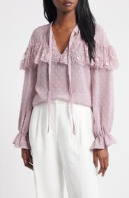 Lipsy Lace Frill Clip Dot Top
