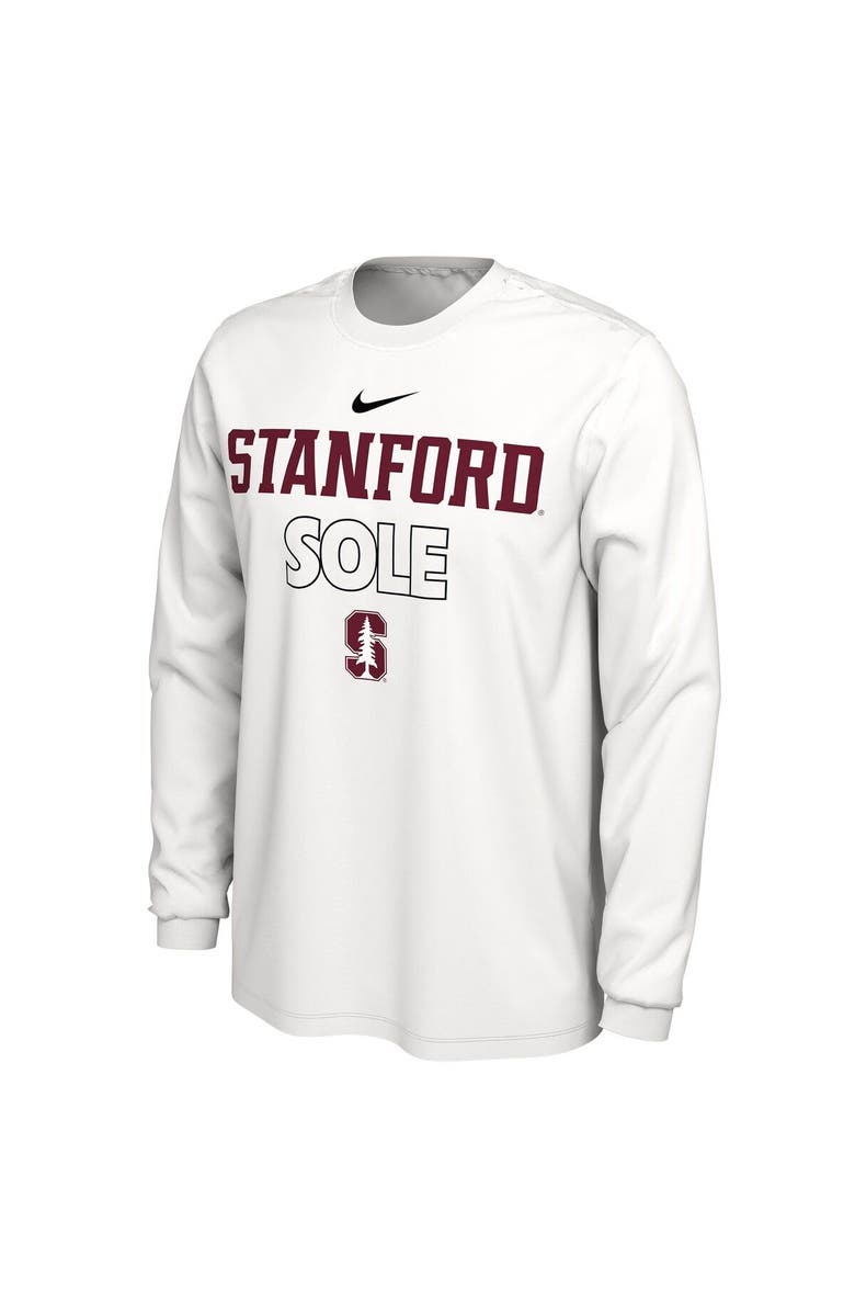 Nike White Stanford Cardinal 2023 On Court Bench Long Sleeve T-Shirt, Alternate, color, 