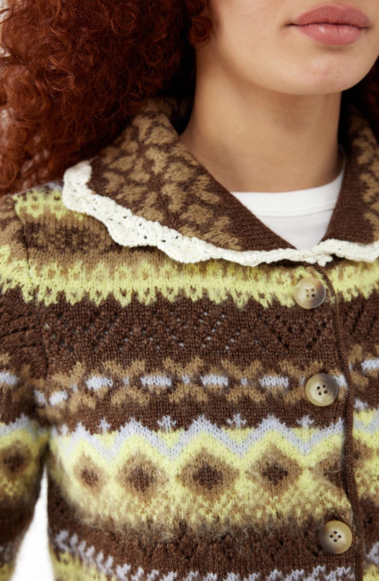 BDG Urban Outfitters Fair Isle Cardigan, Alternate, color, Chocolate