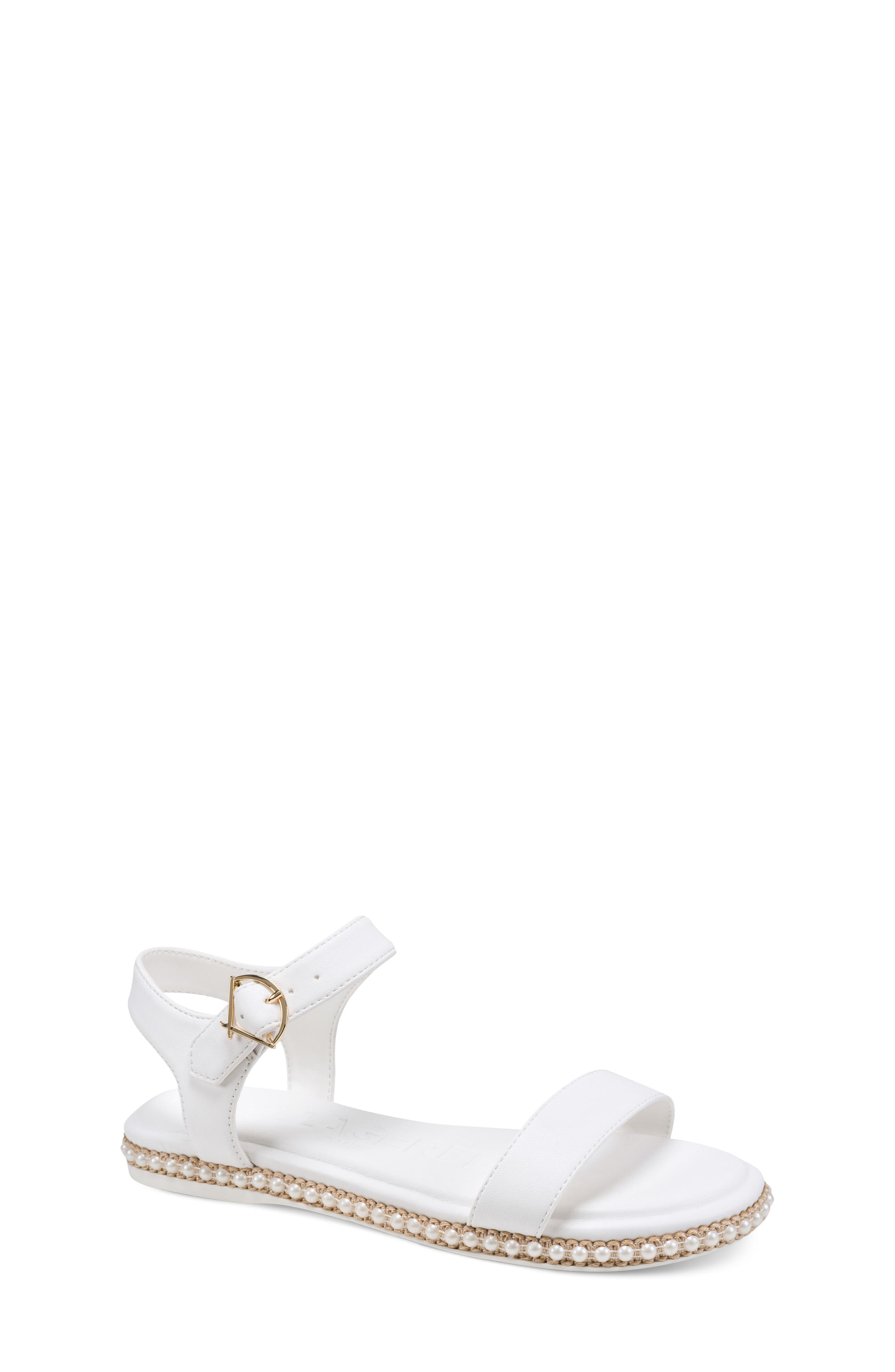 KARL LAGERFELD PARIS Claire Ankle Strap Sandal, Main, color, Bright White