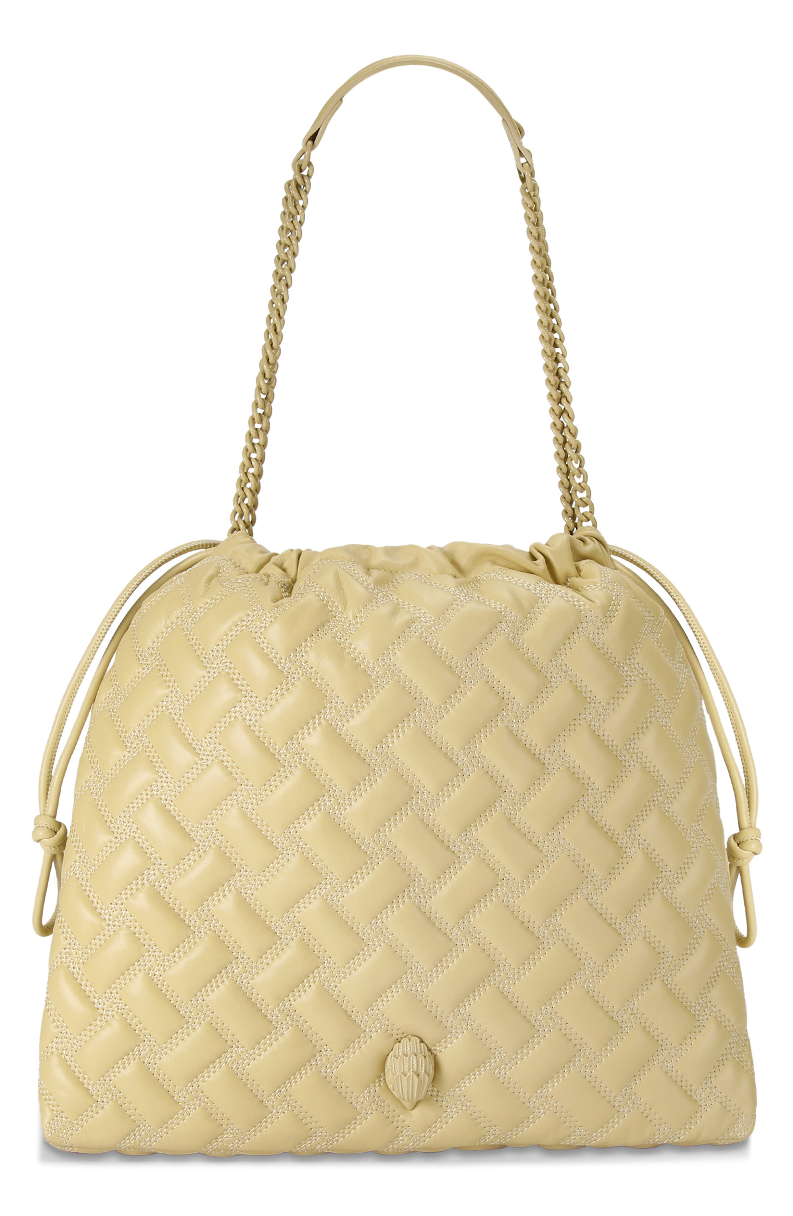 Kurt Geiger London Kensington Drawstring Quilted Leather Shoulder Bag, Main, color, 
