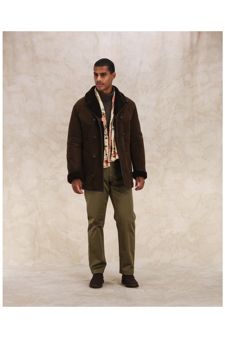 Double Breasted Shearling Jacket, Alternate, color, Brown