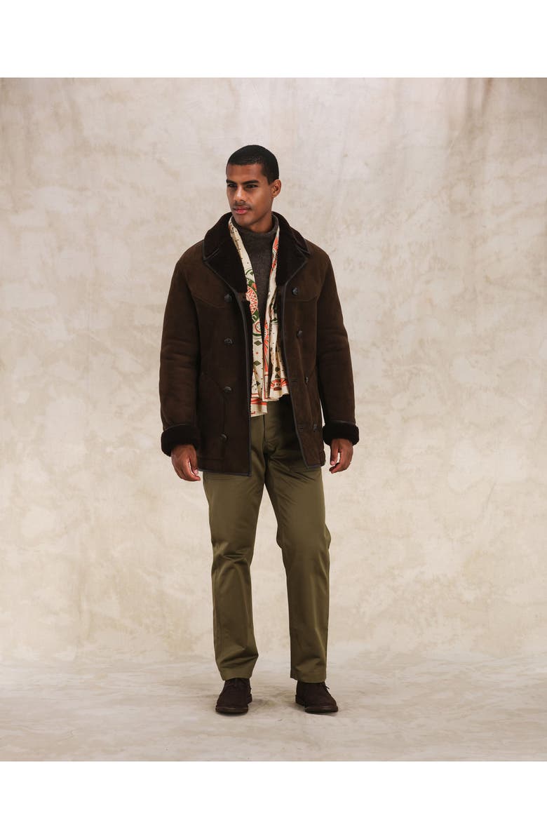 Fortela Double Breasted Shearling Jacket, Alternate, color, Brown