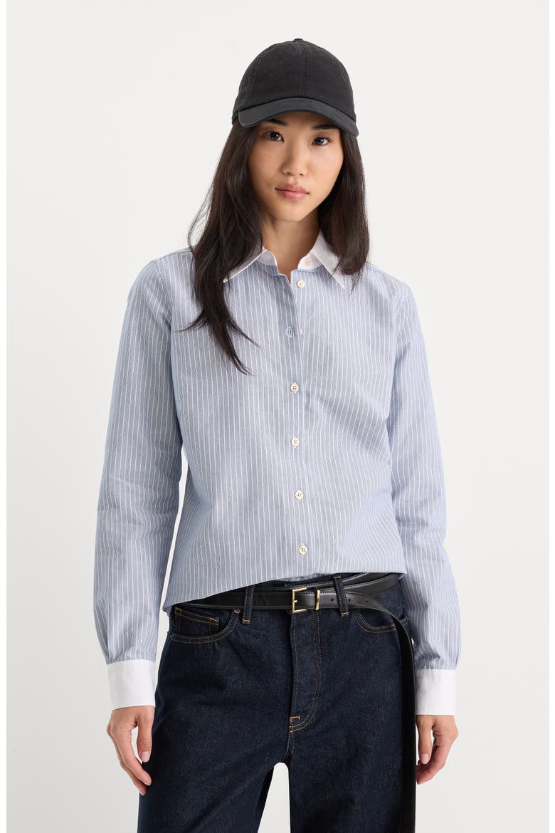 The Oxford Contrast Striped Shirt, Alternate, color, SLATE BLUE STRIPE