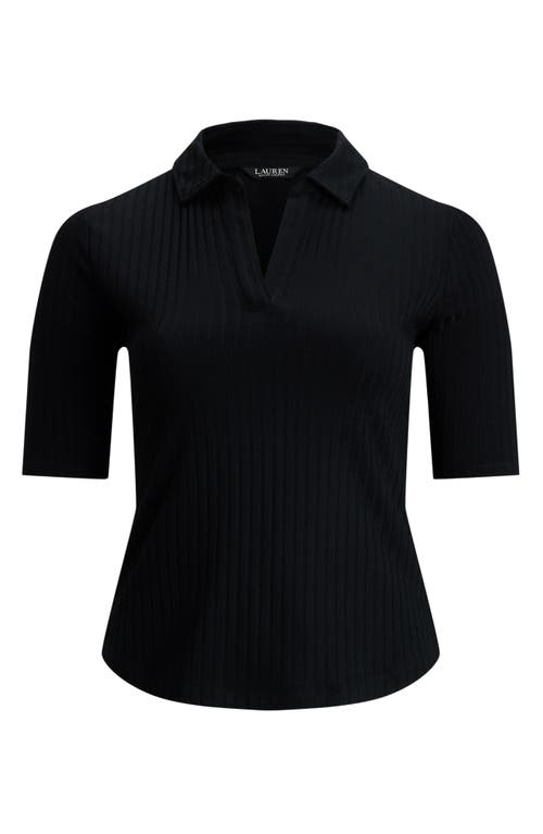 Ralph Lauren Lauren  Rib Polo Sweater In Black