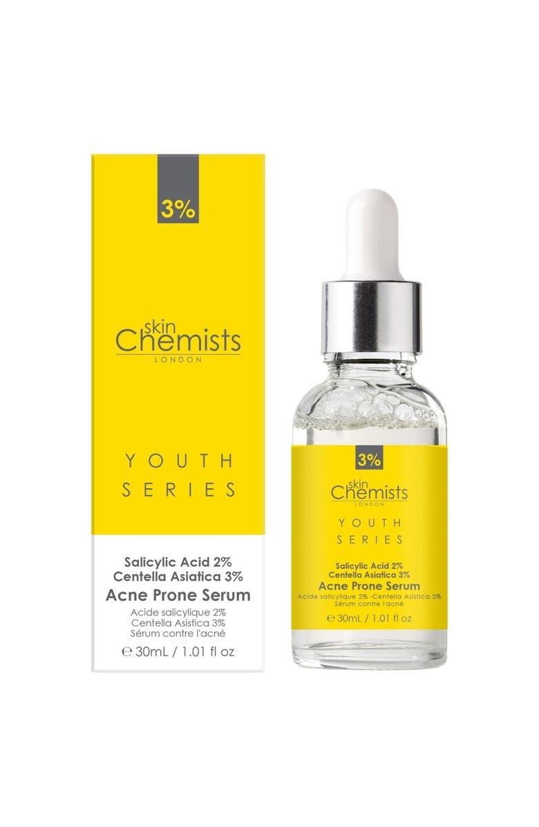 SKINCHEMISTS Acne-Prone Serum with Salicylic Acid & Centella Asiatica for Clearer Skin, Main, color, White
