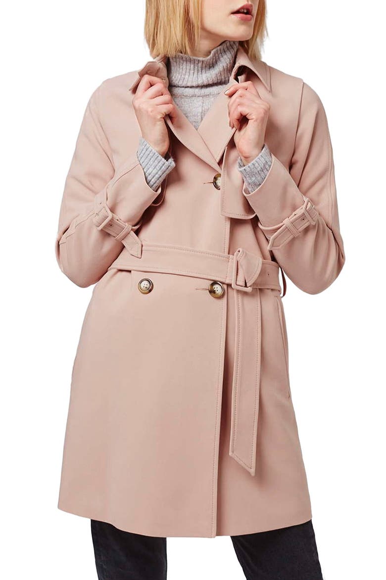 Tailored Double Breasted Coat, Main, color, LIGHT PINK
