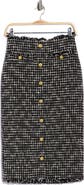 L'AGENCE Tai Snap Front Tweed Midi Skirt